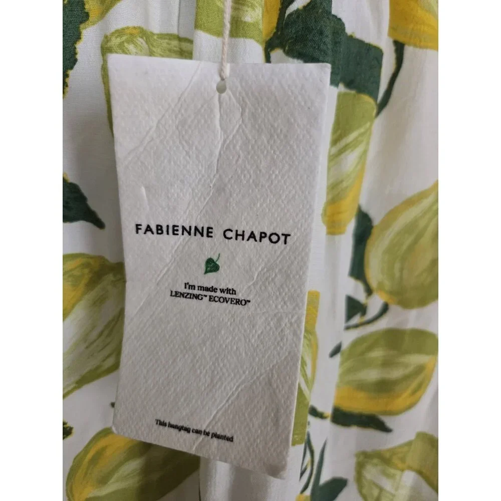 Fabienne Chapot Lime Print Tulip Hem Maxi Skirt Pull On Green White 8 US (38 EU)